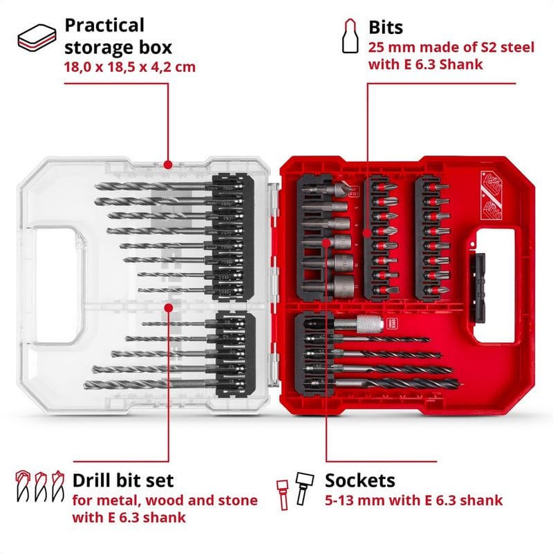 Einhell 40-Piece L-CASE Drill & Bit Set - Image 2