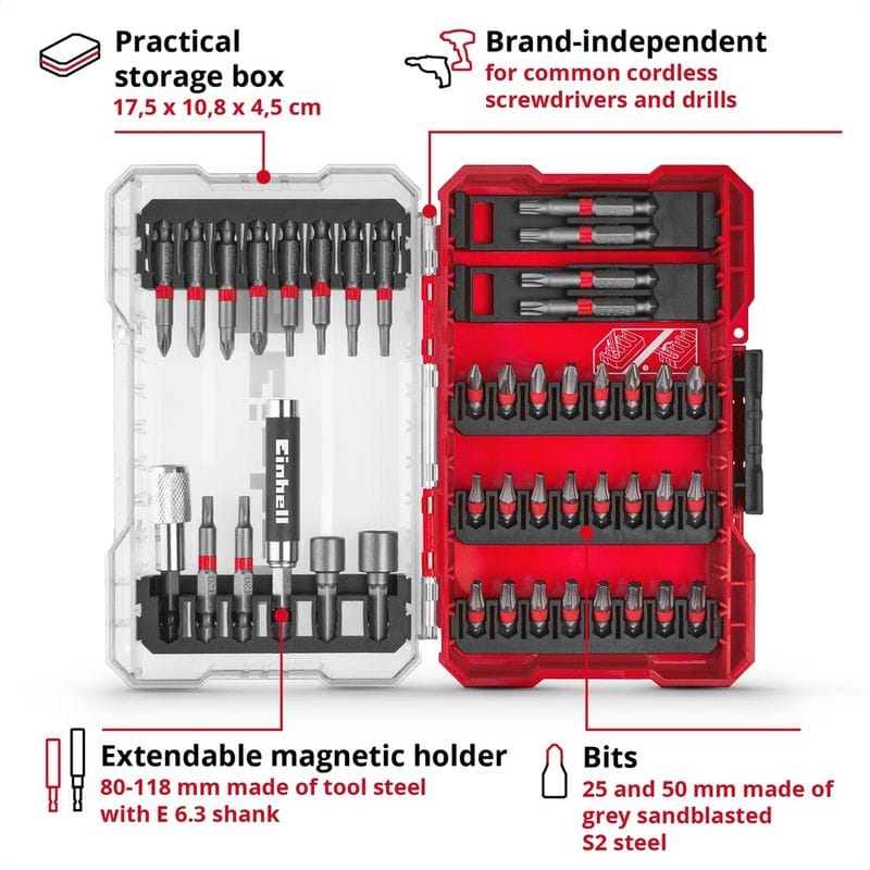Einhell 42-piece Cordless Screwdriver and Drill Bit Set - Image 2